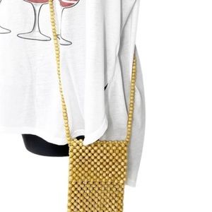 Wood Bead Boho Cellphone Crossbody Bag NWT